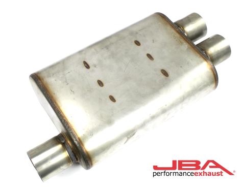 JBA Performance Exhaust Chambered 2.5" Muffler 304 SS Inlet Offset/Dual Outlet 40-251302
