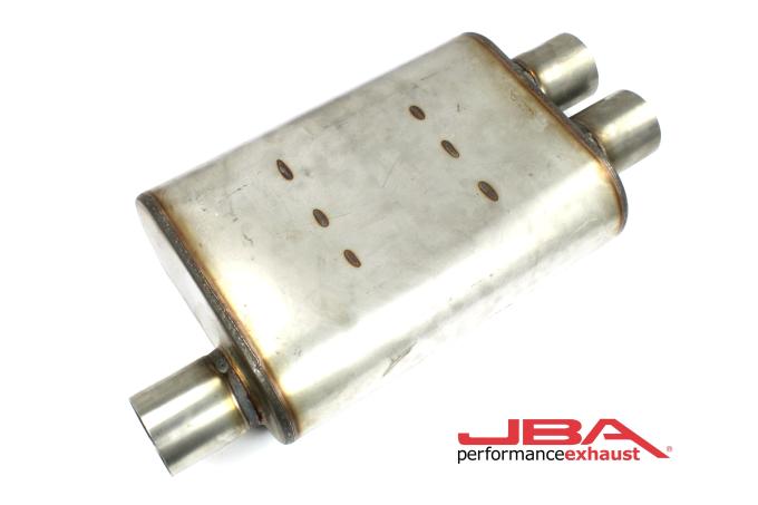 JBA Performance Exhaust Chambered 2.5" Muffler 304 SS Inlet Offset/Dual Outlet 40-251302