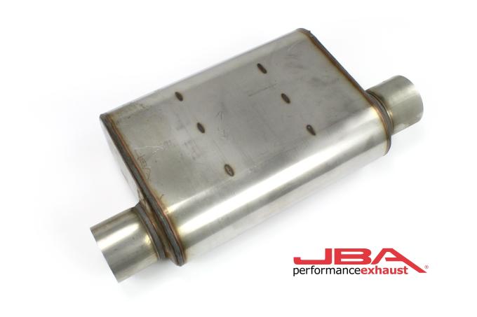 JBA Performance Exhaust Universal Straight-Through 304 Stainless Steel Muffler with 13" Oval Body & Same Side Offset 40-301301