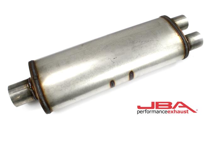JBA Performance Exhaust Universal Straight-Through 304 Stainless Steel Muffler with 25" Oval Body & Dual Outlets 40-252500