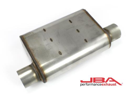 JBA Performance Exhaust Universal Straight-Through 304 Stainless Steel Muffler with 13" Oval Body & Same Side Offset 40-301301