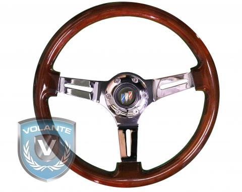 Buick Volante S6 Sport Steering Wheel Kit, with Slotted Chrome Spokes & Mahogany Grip