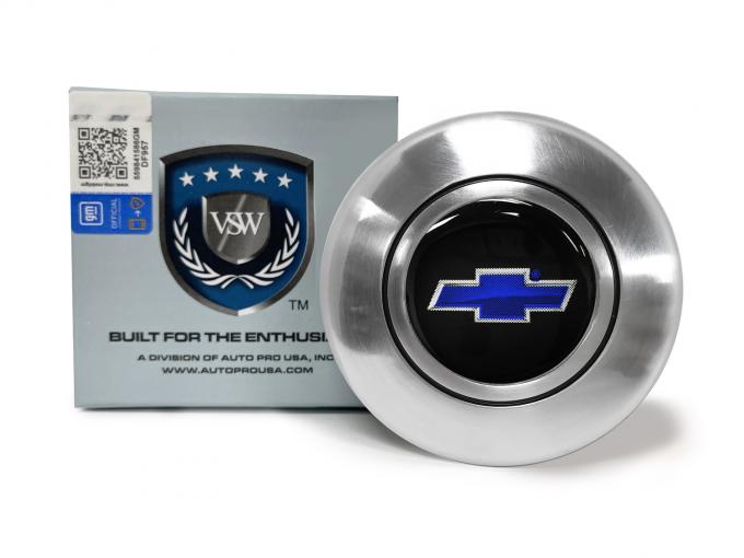 Auto Pro USA VSW Steering Wheel OE Series Horn Cap, Satin Horn Cap, Chevy Blue Bow Tie STE1015-19S