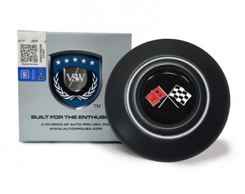 Auto Pro USA VSW Steering Wheel OE Series Horn Cap, Black Horn Cap, Chevy Cross Flags STE1013-19B