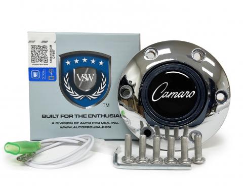 Auto Pro USA 1968-1969 Chevrolet Camaro VSW Steering Wheel S6 Horn Button, w/Chevy Camaro Emblem, Chrome STE1027CHR
