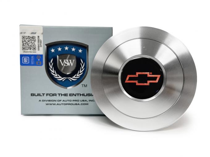 Auto Pro USA VSW Steering Wheel S9 Premium Horn Button, w/Red Bow Tie Emblem, Aluminum STE1008-21