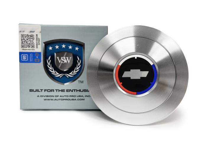 Auto Pro USA VSW Steering Wheel S9 Premium Horn Button, w/TRI Color Bow Tie Emblem, Aluminum STE1006-21