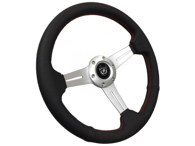 Auto Pro USA VSW S6 Sport Leather Steering Wheel ST3587BLK-RED