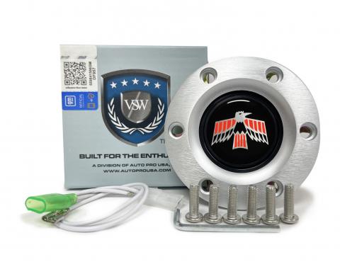 Auto Pro USA 1967-1969 Pontiac Firebird VSW Steering Wheel S6 Horn Button, w/Pontiac Firebird Emblem, Brushed STE1029BRU