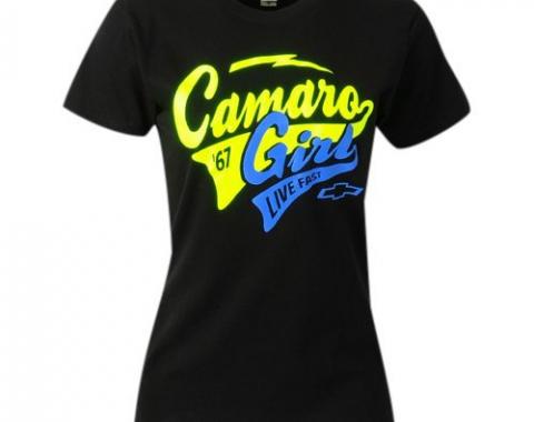 Camaro Girl, Live Fast T-Shirt, Black