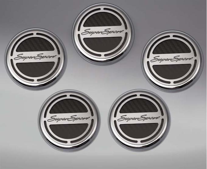 American Car Craft 2010-2022 Camaro SS - Engine Fluid Cap Cover Set Super Sport Style Automatic 5Pc, Choose Inlay Color 103075