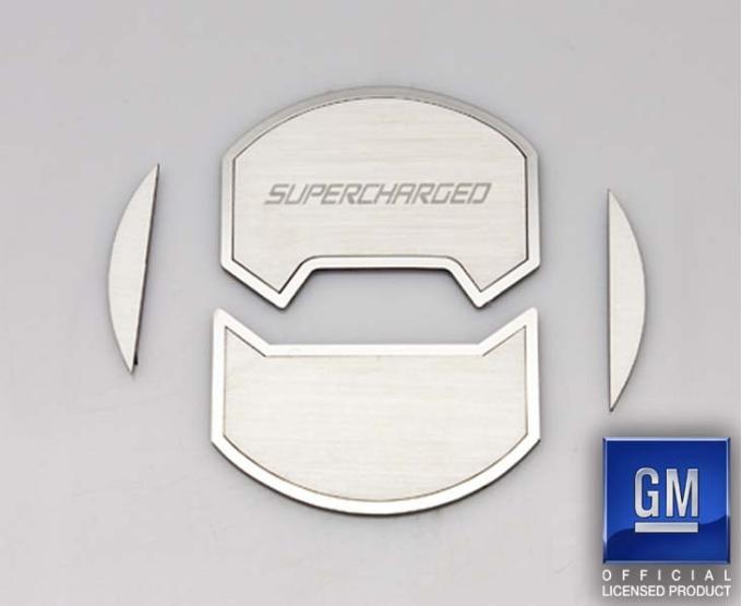 American Car Craft 2010-2015 Camaro - Round A/C Vent Covers Etched SUPERCHARGED 8Pc, Brushed Stainless Steel 101053