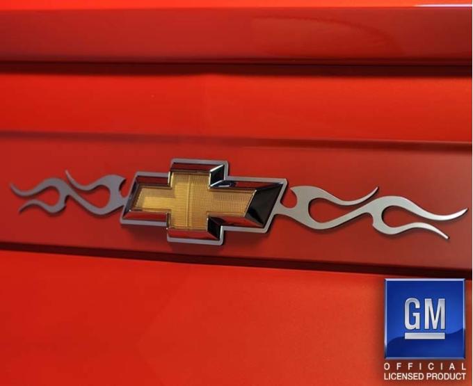 American Car Craft 2010-2013 Camaro - Tribal Flame Rear Chevrolet Emblem Trim, Polished Stainless Steel 102018