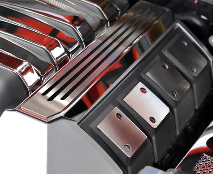 American Car Craft 2010-2015 Camaro SS - Fuel Rail Ribbed Covers 2Pc, Polished/Brushed Stainless, Choose Color 103054