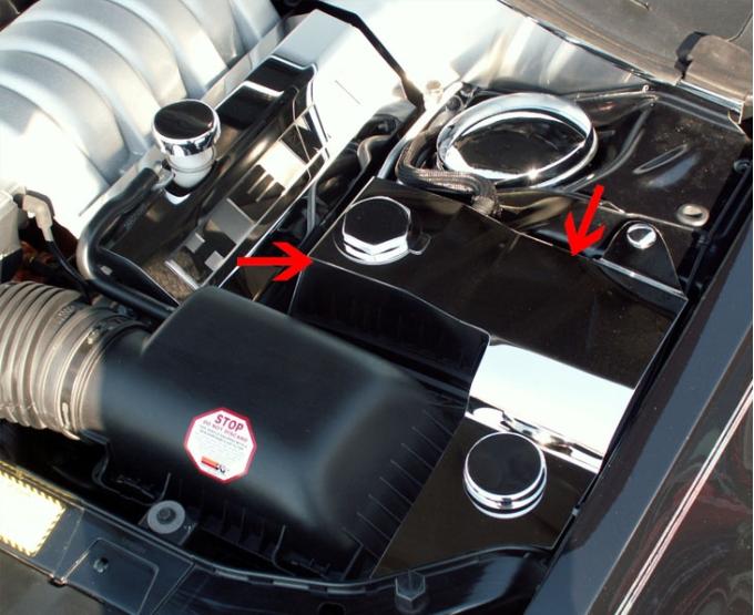 American Car Craft 2005-2010 Chrysler 300/Dodge Charger/Magnum 5.7 SRT8 - Water Tank/Power Steering Cover, Polished Stainless 303019