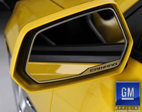 American Car Craft 2010-2013 Camaro - Side View Mirror Trim 'CAMARO' Style 2Pc, Brushed Stainless Steel 102056