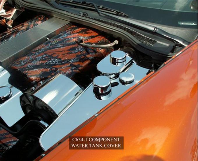 American Car Craft 2005-2013 C6 Corvette - Water Tank Cover with caps Manual Trans. only, Polished Stainless Steel 043014