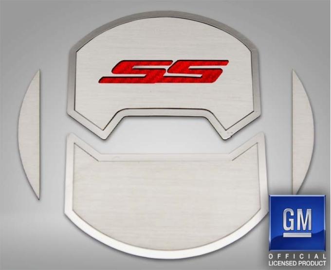 American Car Craft 2010-2015 Camaro SS - Round A/C Vent Duct Covers Deluxe 'SS' 8Pc, Brushed Stainless, Choose Inlay Color 101056