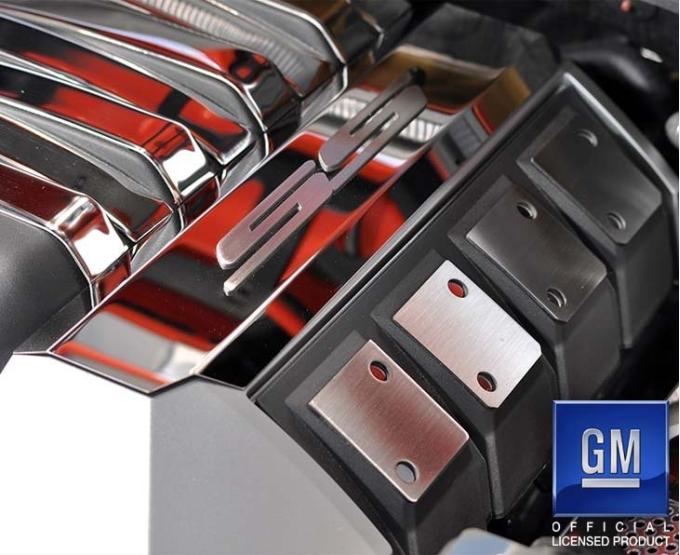 American Car Craft 2010-2015 Camaro SS - Fuel Rail Covers with Brushed Laser-cut SS Lettering, Brushed/Polished Stainless 103014