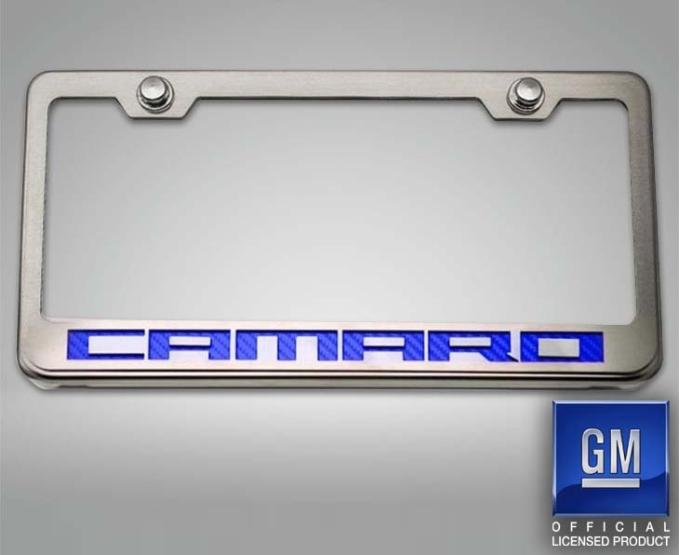 American Car Craft Camaro - License Plate Frame with CAMARO Lettering, Stainless Steel, Choose Vinyl or LED Color 102043