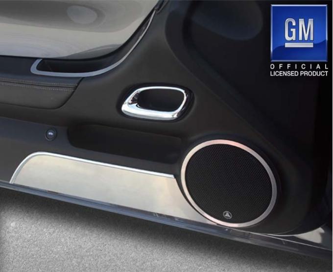 American Car Craft 2010-2015 Camaro - Door Panel Kick Plates Plain 2Pc, Brushed Stainless Steel 101004