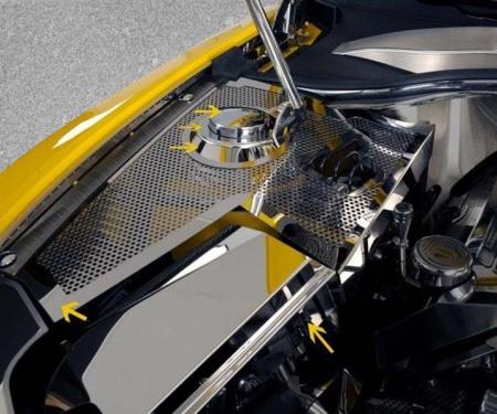 American Car Craft 2010-2011 Camaro - Inner Fender Covers Perforated Deluxe 10Pc with Fuse Box Cover, Stainless Steel 103015