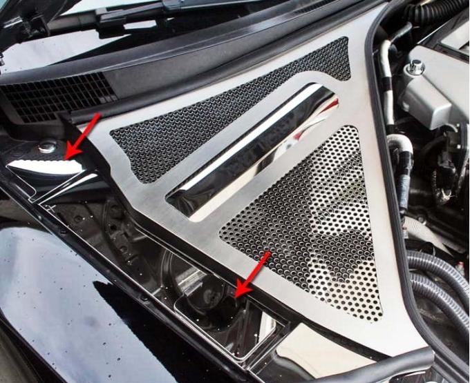 American Car Craft 2010-2013 Nissan GT-R - Inner Side Fender Caps 3Pc, Polished Stainless Steel 163015