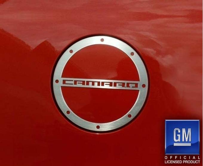American Car Craft 2010-2018 Camaro- Gas Cap Cover 'CAMARO' Style, Stainless Steel (Brushed) 102059