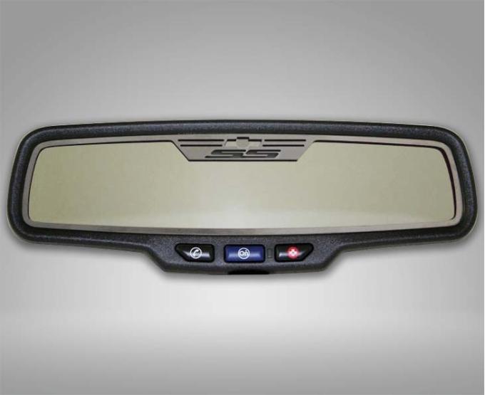 American Car Craft 2010-2014 Camaro SS - Rear View Mirror Trim 'SS' Rectangle mirror with sensor, Brushed Stainless Steel 101030