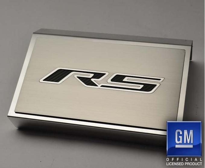 American Car Craft 2016-2021 Camaro RS - Fuse Box Cover Polished with Brushed RS Top Plate, Stainless Steel, Choose Inlay Color 103089/103092