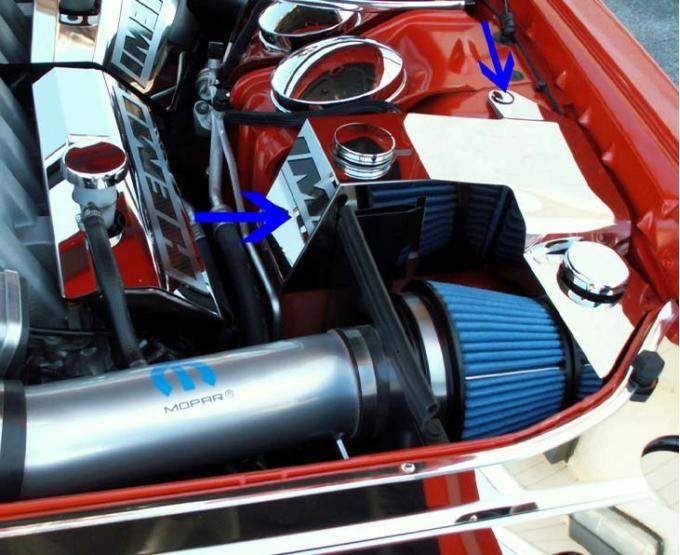 American Car Craft 2008-2012 Challenger - Water Tank/Power Steering Cover, Mopar Slot with Caps, Polished 153019