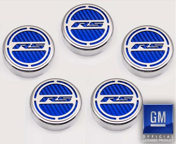 American Car Craft 2010-2022 Camaro RS - Engine Fluid Cap Cover Set RS Series Automatic 5Pc, Choose Inlay Color 103073