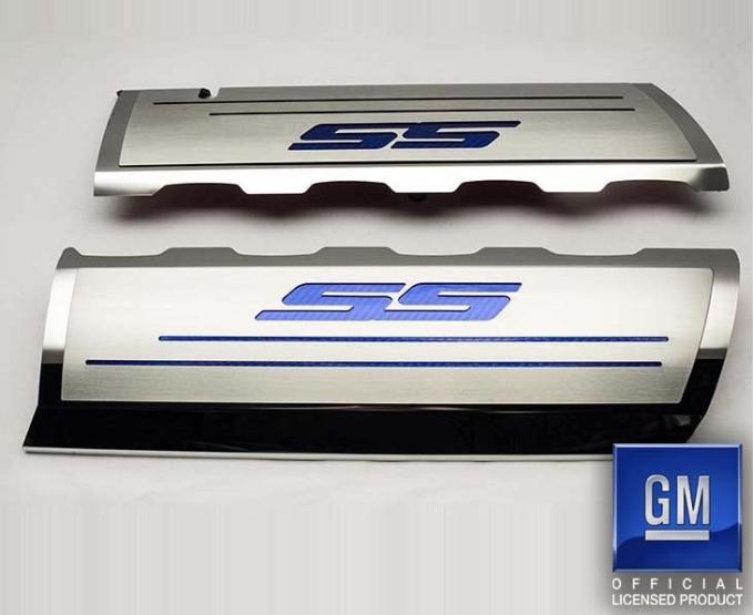 American Car Craft 2016-2021 Camaro SS - Fuel Rail Covers with SS Style Top Plates, Stainless Steel, Choose Inlay Color 103077/103079