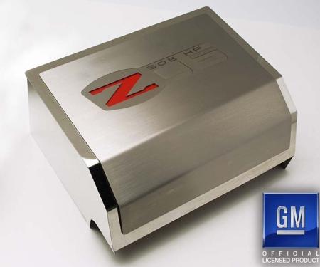 American Car Craft 2006-2013 Z06 Corvette - Fuse Box Cover with Z06 Logo, Brushed/Polished Stainless Steel 043130