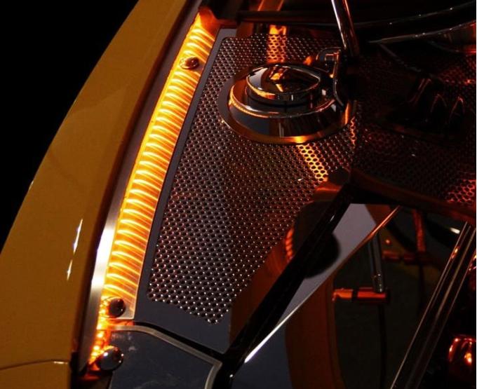 American Car Craft 2010-2015 Camaro - Inner Fender Liner with LEDs for Aftermarket Hood, Stainless Steel, Choose LED Color 103039
