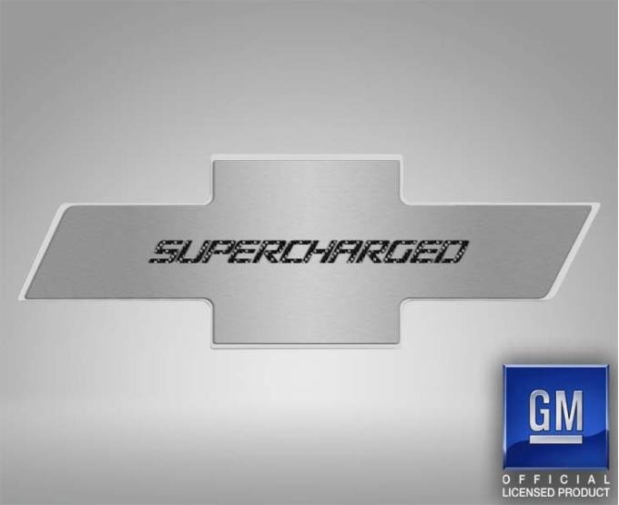 American Car Craft 2010-2015 Camaro - Hood Badge SUPERCHARGED Style for Factory Pad, Stainless Steel, Choose Color 103068