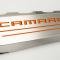American Car Craft 2016-2021 Camaro SS - Fuel Rail Cover Overlays with CAMARO Color Font Inlay 2Pc, Polished Stainless Steel 103077/103078