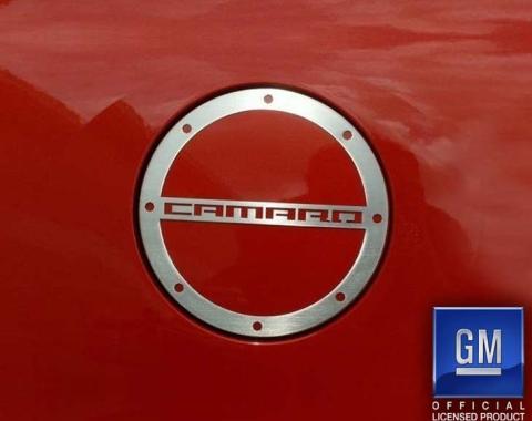 American Car Craft 2010-2018 Camaro- Gas Cap Cover 'CAMARO' Style, Stainless Steel (Brushed) 102059