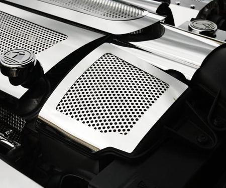 American Car Craft 2008-2013 C6/GS Corvette - Air Capacitor Cover Perforated 2Pc, Polished Stainless Steel 043057