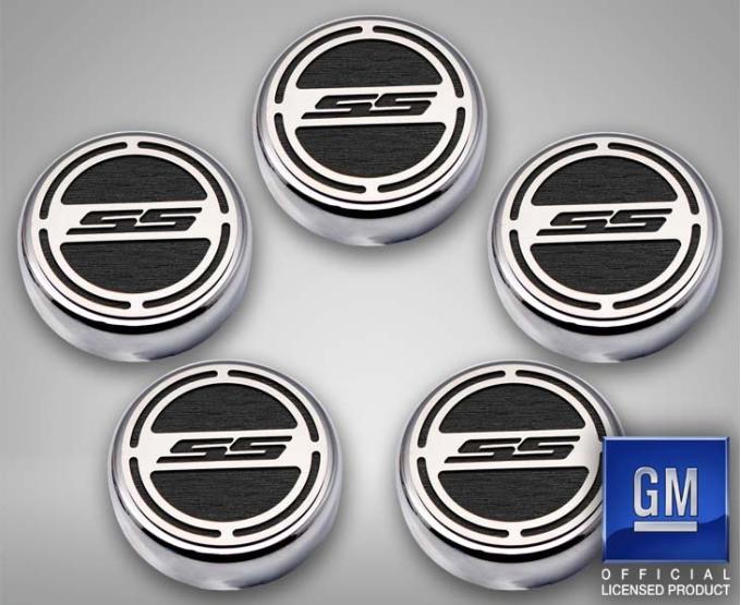 American Car Craft 2010-2022 Camaro SS - Engine Fluid Cap Covers SS Style Automatic 5Pc, Choose Inlay Color 103074