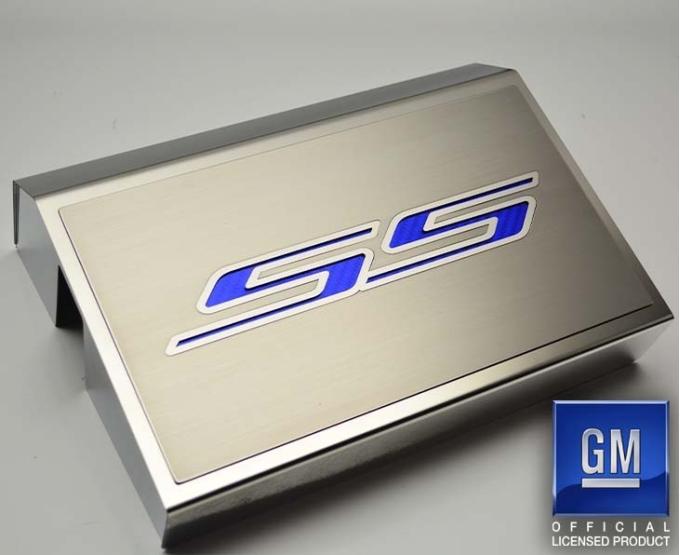 American Car Craft 2016-2021 Camaro SS - Fuse Box Cover with SS Style Top Plate, Brushed Stainless Steel, Choose Inlay Color 103090/103091