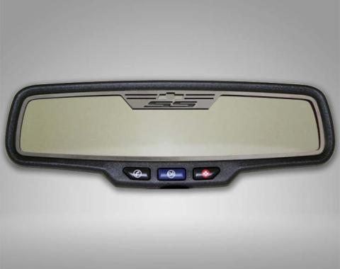 American Car Craft 2010-2014 Camaro SS - Rear View Mirror Trim 'SS' Rectangle mirror with sensor, Brushed Stainless Steel 101030