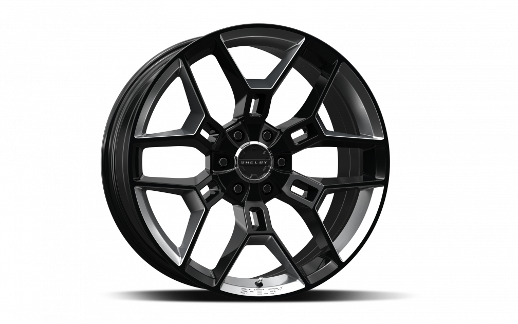 CARROLL SHELBY WHEELS Shelby CS45 22x9.5, Black w/Chrome Powder Inserts ...