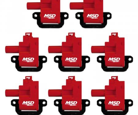 MSD Ignition Coil, GM LS Blaster Series, LS1/LS6 Engines, Red, 8-Pack 82628