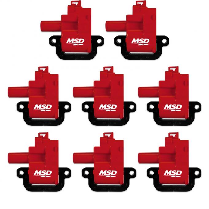 MSD Ignition Coil, GM LS Blaster Series, LS1/LS6 Engines, Red, 8-Pack 82628