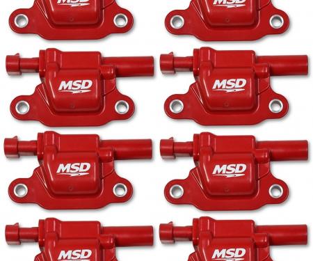 MSD Ignition Coil, GM Gen v Blaster Series, Gen v Direct Injected Engine, Red, 8-Pack, Square 82668