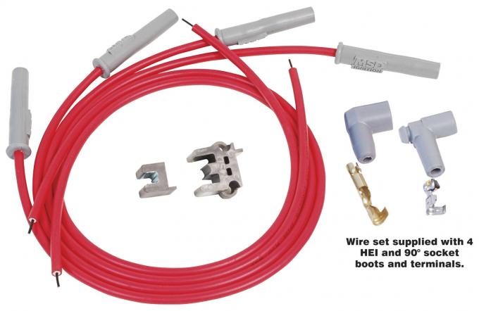 MSD Super Conductor Spark Plug Wire Set 4 Cyl Multi-Angle Plug, Socket/HEI 31159