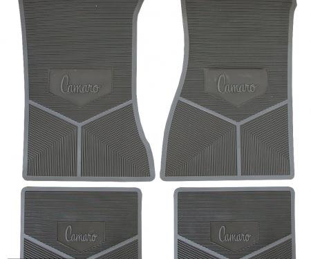 Camaro Rubber Floor Mats, With Vintage Logo, Camaro Script, Black, 1970-1974