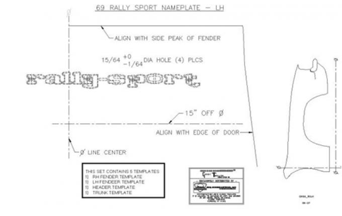 Classic Headquarters Rallysport W/350 Emblem Template Kit W-716