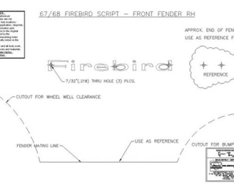 Classic Headquarters Firebird Front Fender Script W-828